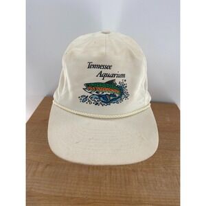 Vintage Tennessee Aquarium Fishing Trout Embroidered Snapback Hat Men One Size